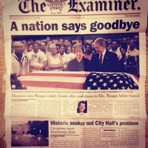 Front page of the 06-11-04 Examiner: Historic soaker not City Hall's problem. In 2015, the City continues to neglect the residents' plea for solutions.